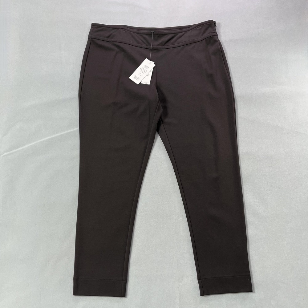Eileen Fisher Pants Womens XL Brown Viscose Stretch Ponte Skinny‎ Ankle Side Zip